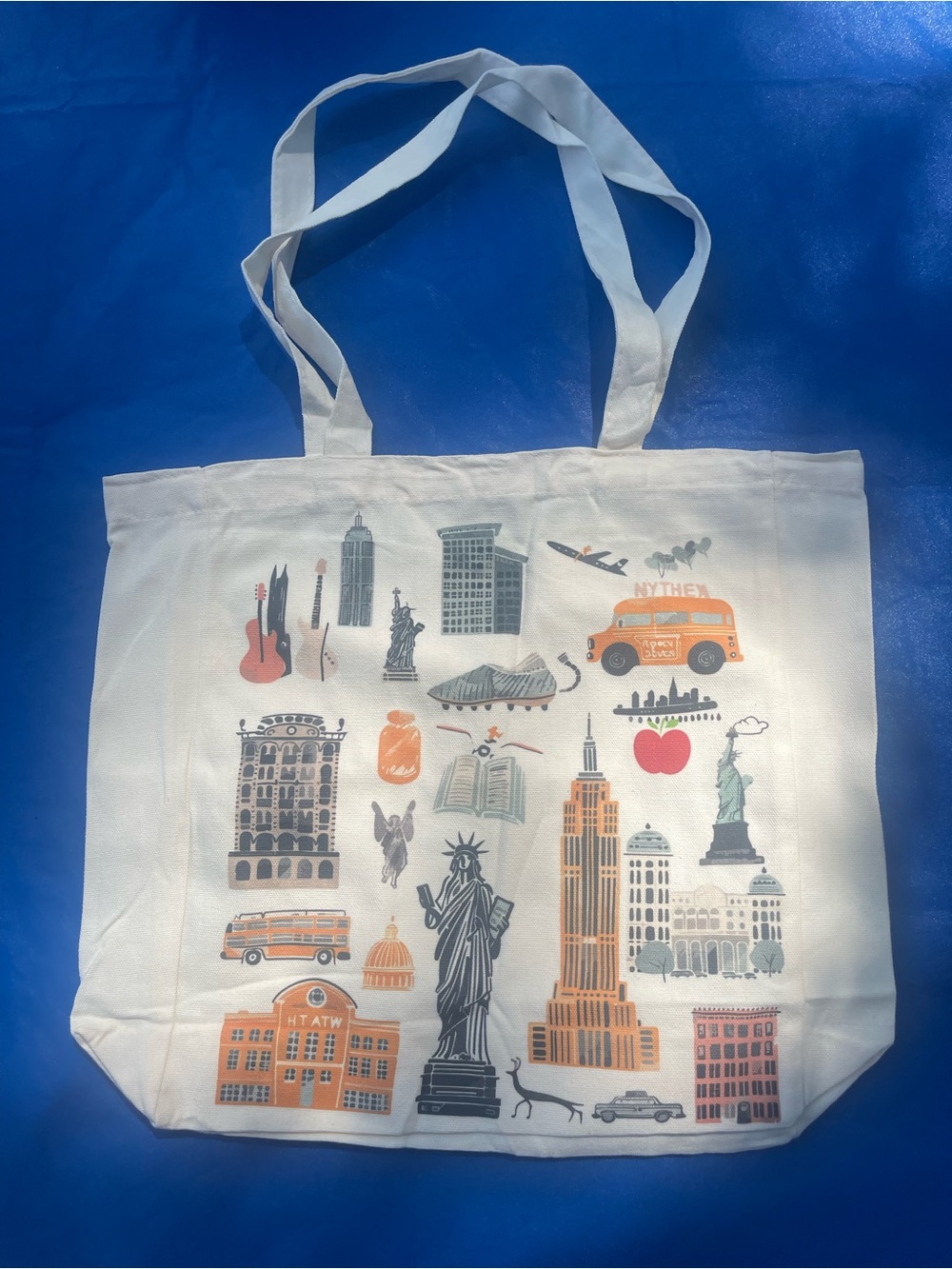 New York City NYC Canvas Tote Bag Statue of Liberty Empire State Building Travel